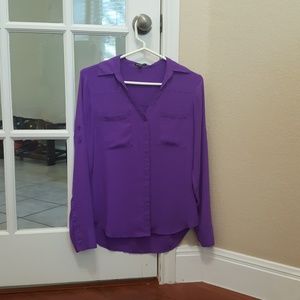 💜Express Purple Button Down Blouse